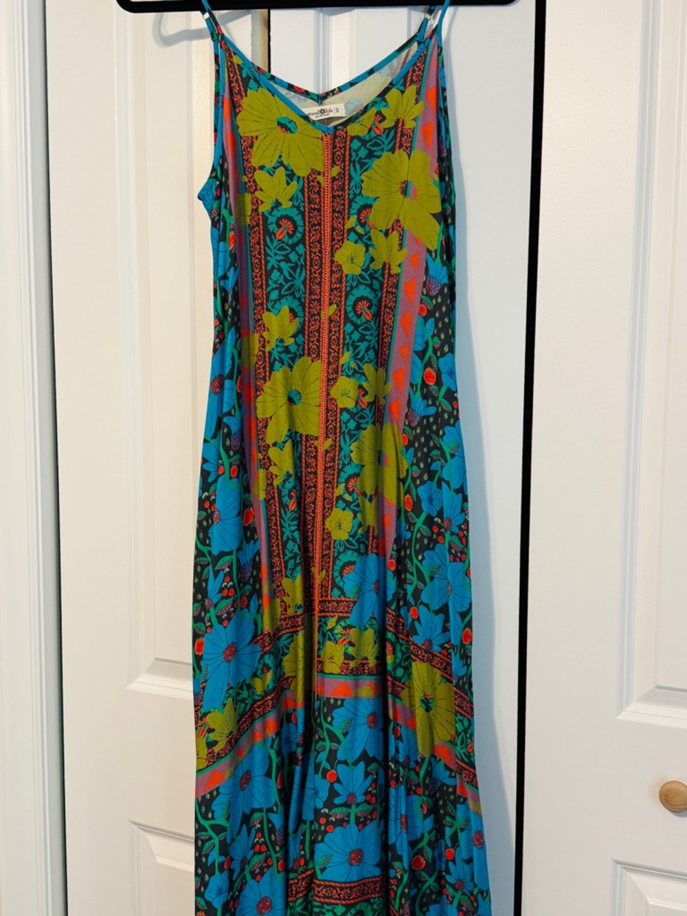 NATURAL LIFE Turquoise Floral Boho Maxi Dress with Yellow Flowers - Picture 2 of 2